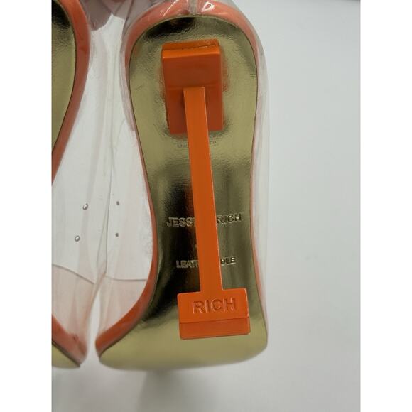 Jessica Rich Heels So Fancy Sandal Clear Orange EU 39 USA Size 8.5 W/ Dust Bag - Picture 6 of 10